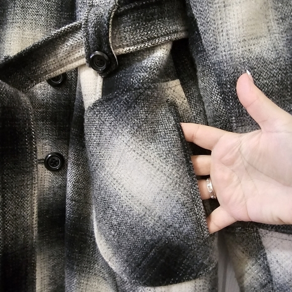 Vintage American Rag Cie 1984 Checkered Coat Wool Blend White & Navy Blue - Picture 4 of 6